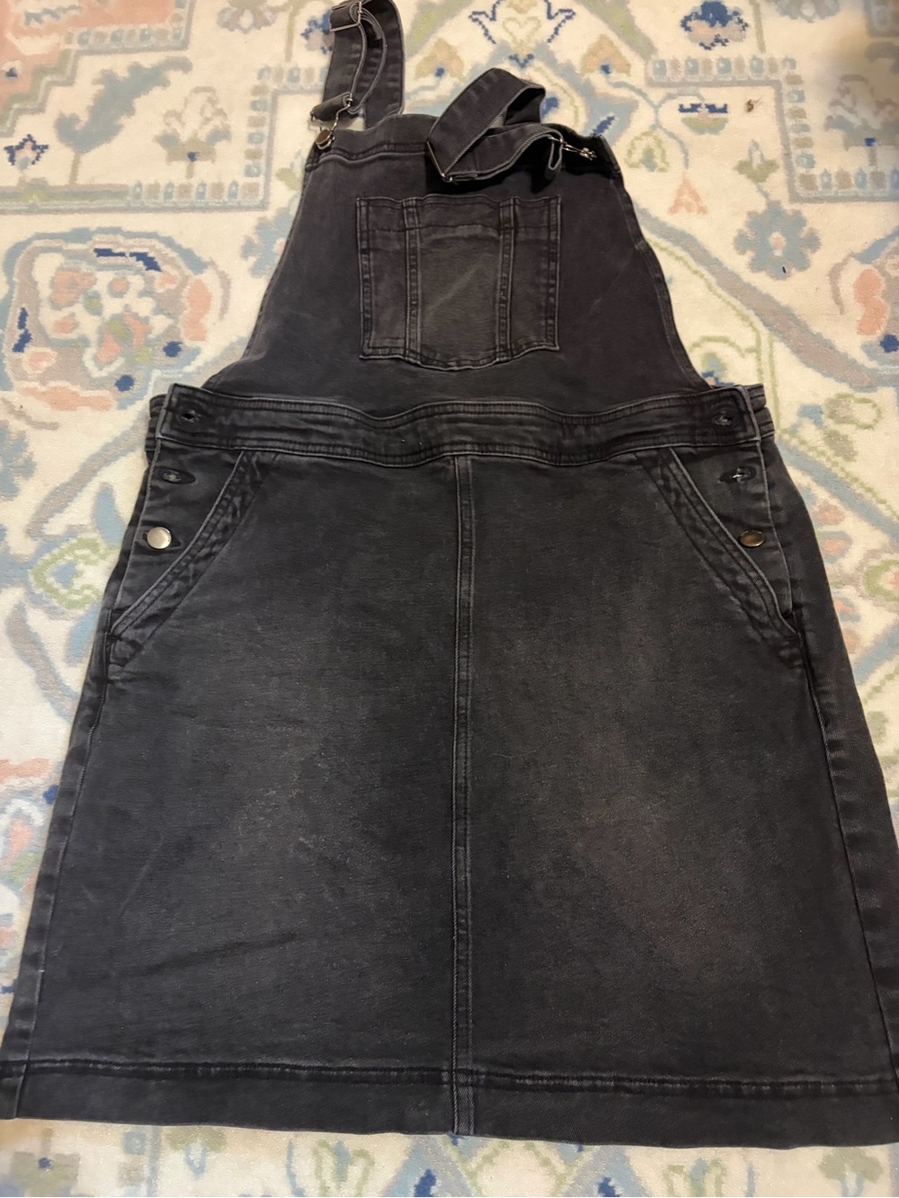 Boden Black Denim Overall Skirt
